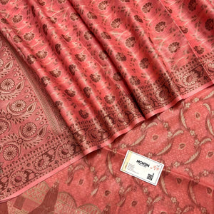 Peach Namo Ghat Cotton Silk Banarasi Suit