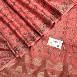 Peach Namo Ghat Cotton Silk Banarasi Suit