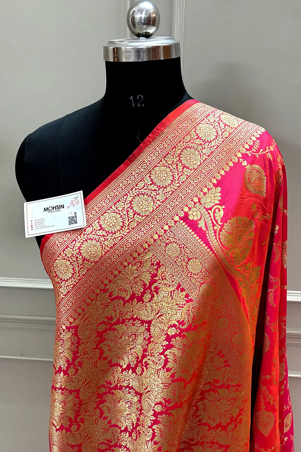 Peach Pandaar Jaal Katan Silk Banarasi Saree