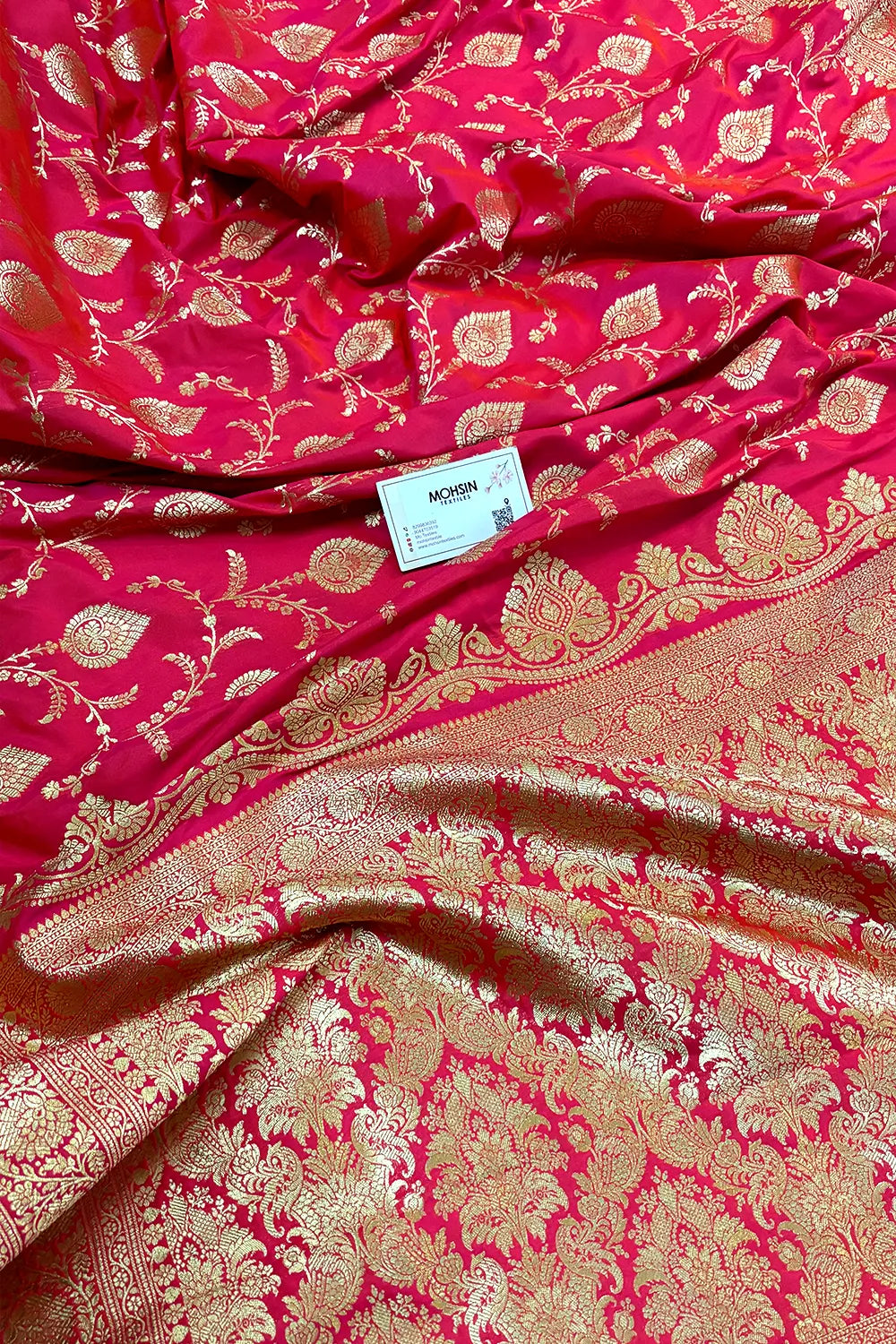 Peach Pandaar Jaal Katan Silk Banarasi Saree