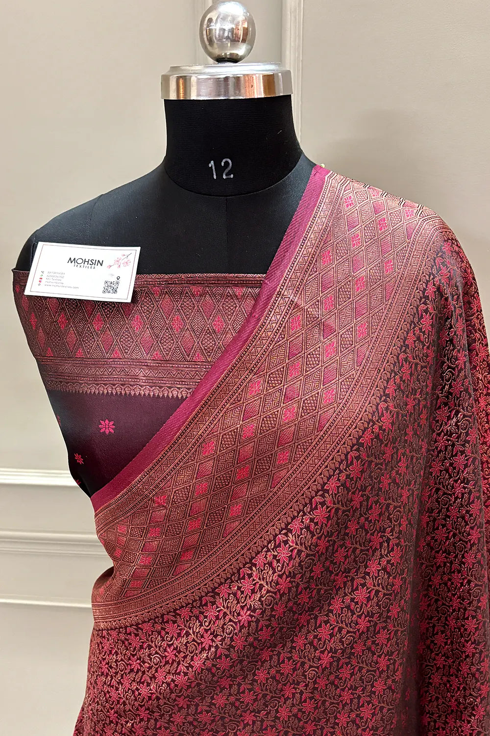 Peach Pashmina Banarasi Silk Saree