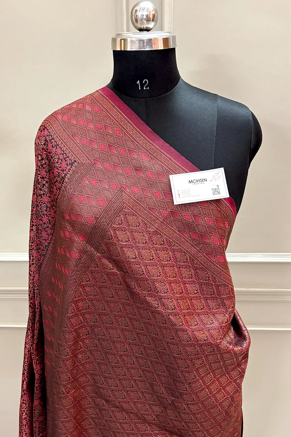 Peach Pashmina Banarasi Silk Saree