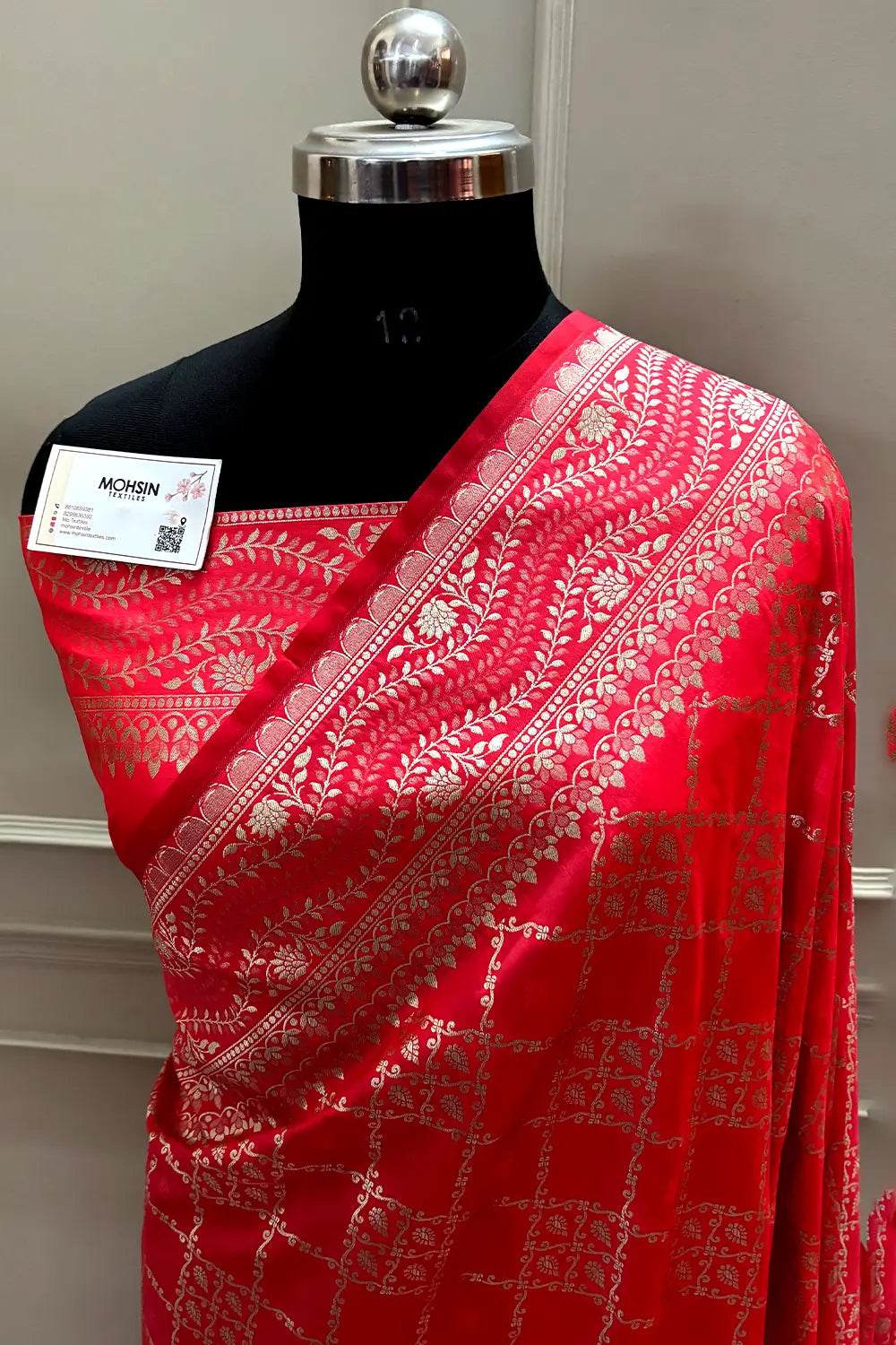 Peach Pi Jaal Katan Silk Banarasi Saree
