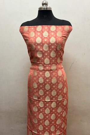 Peach Pure Viscose Georgette Banarasi Suit