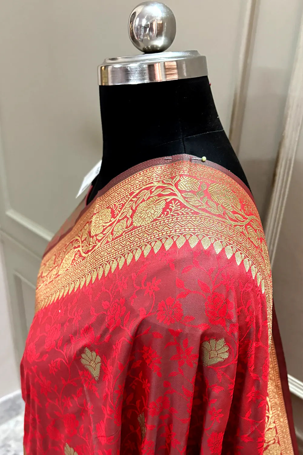 Peach Resham Banarasi Silk Saree