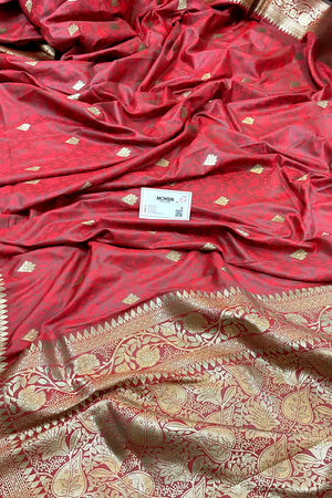 Peach Resham Banarasi Silk Saree
