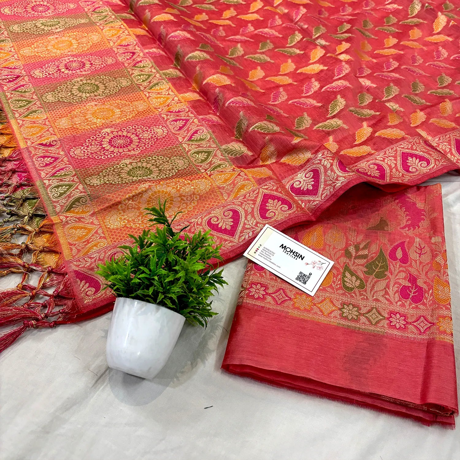 Peach Resham Banarasi Silk Suit 