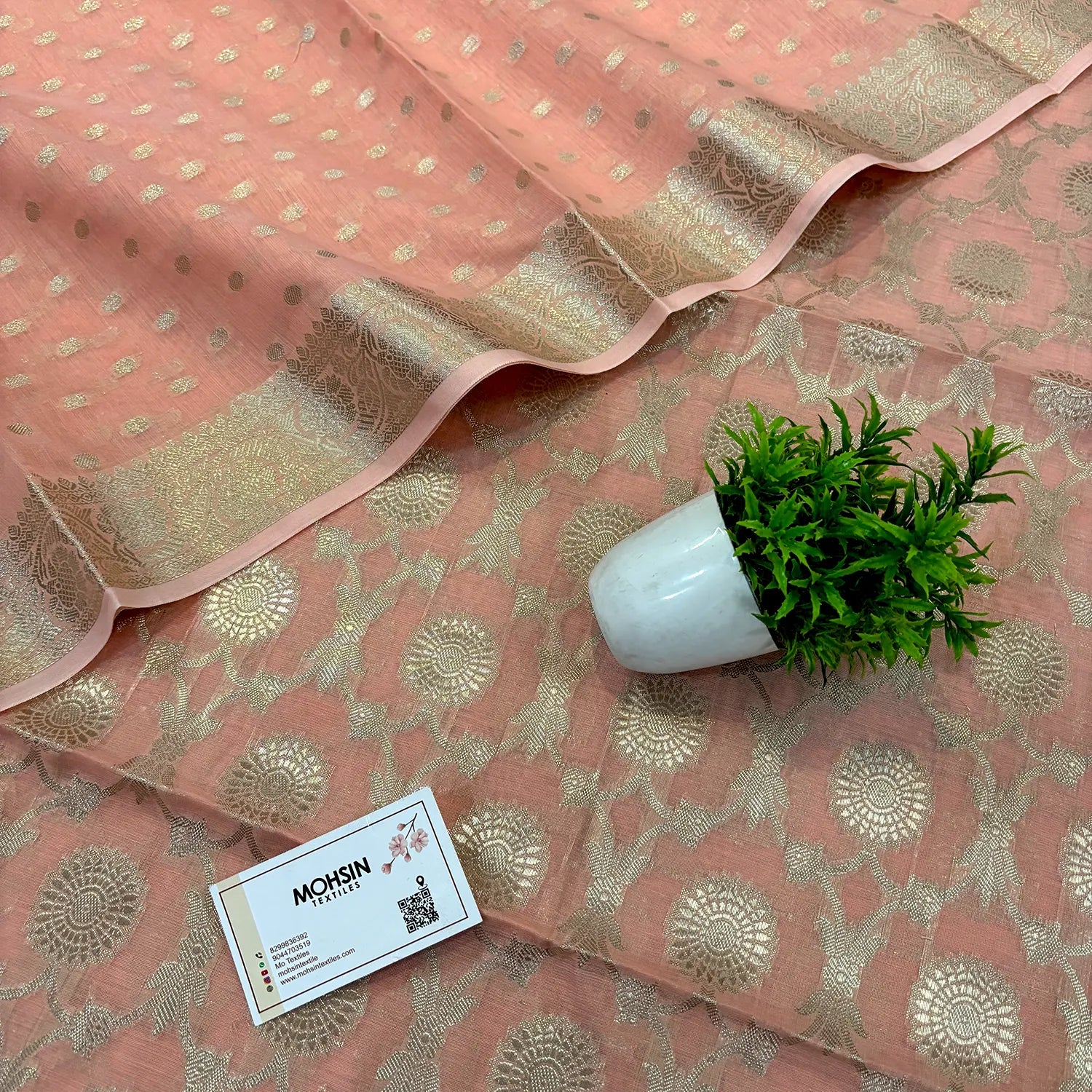 Peach Resham Banarasi Silk Suit