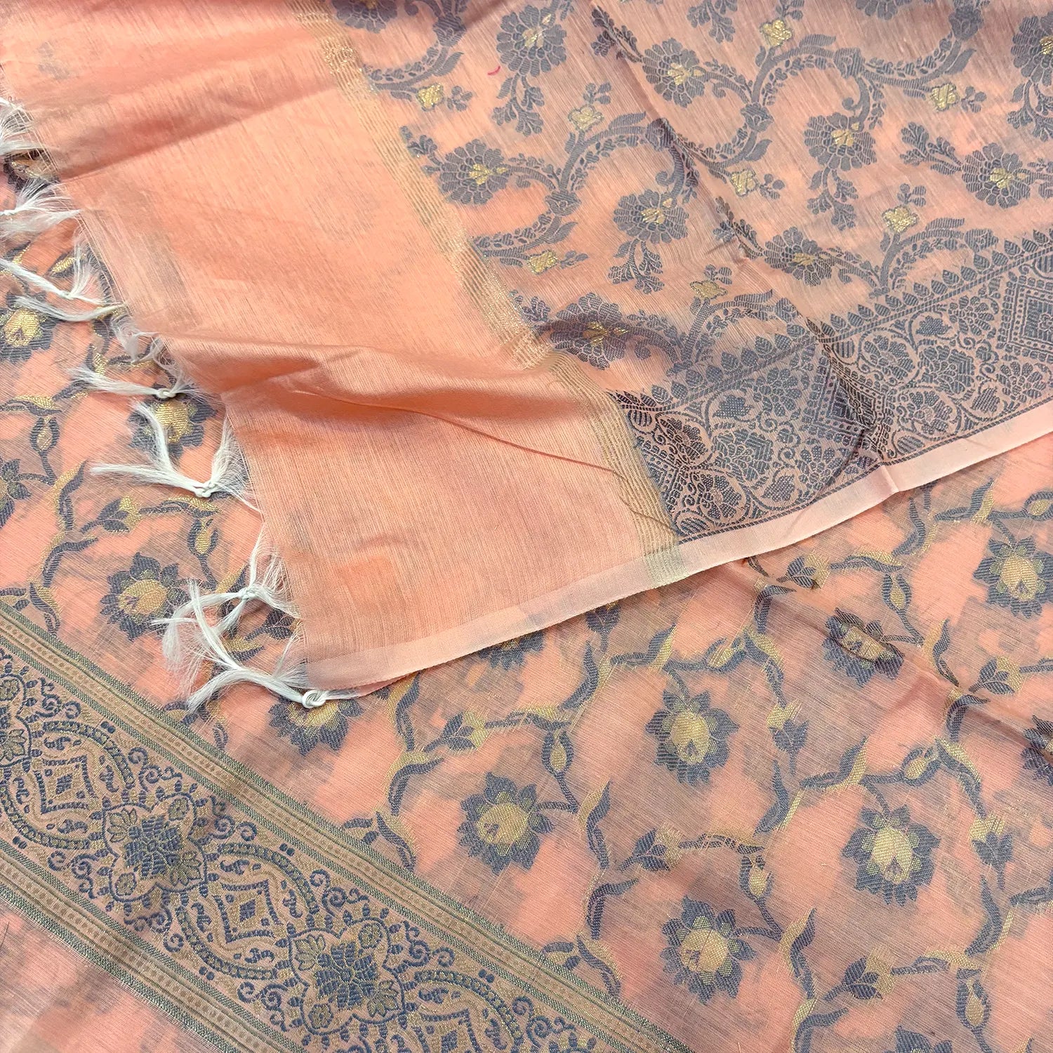 Peach Resham Banarasi Silk Suit