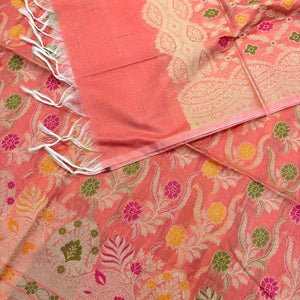 Peach Resham Banarasi Silk Suit