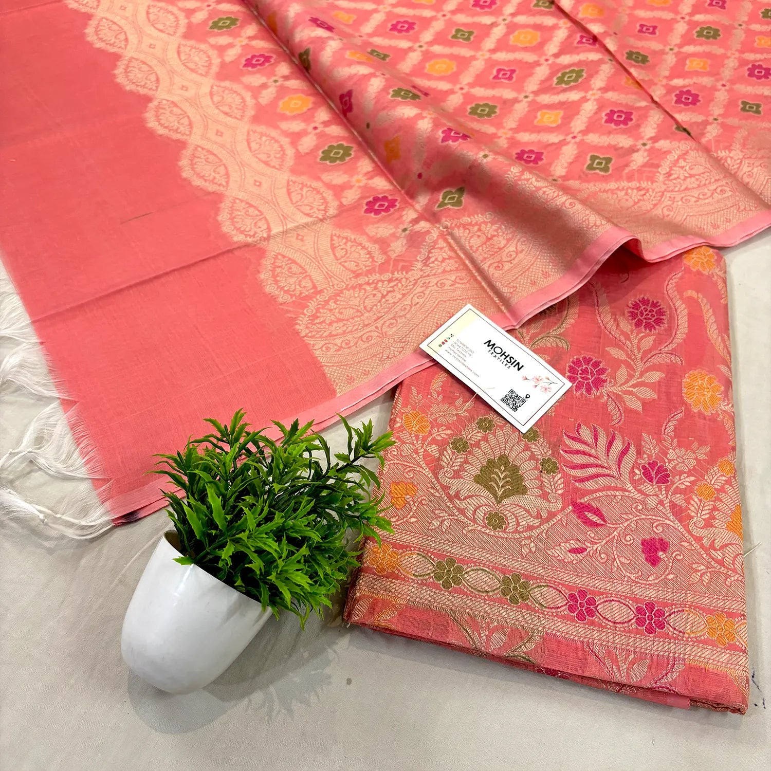 Peach Resham Banarasi Silk Suit