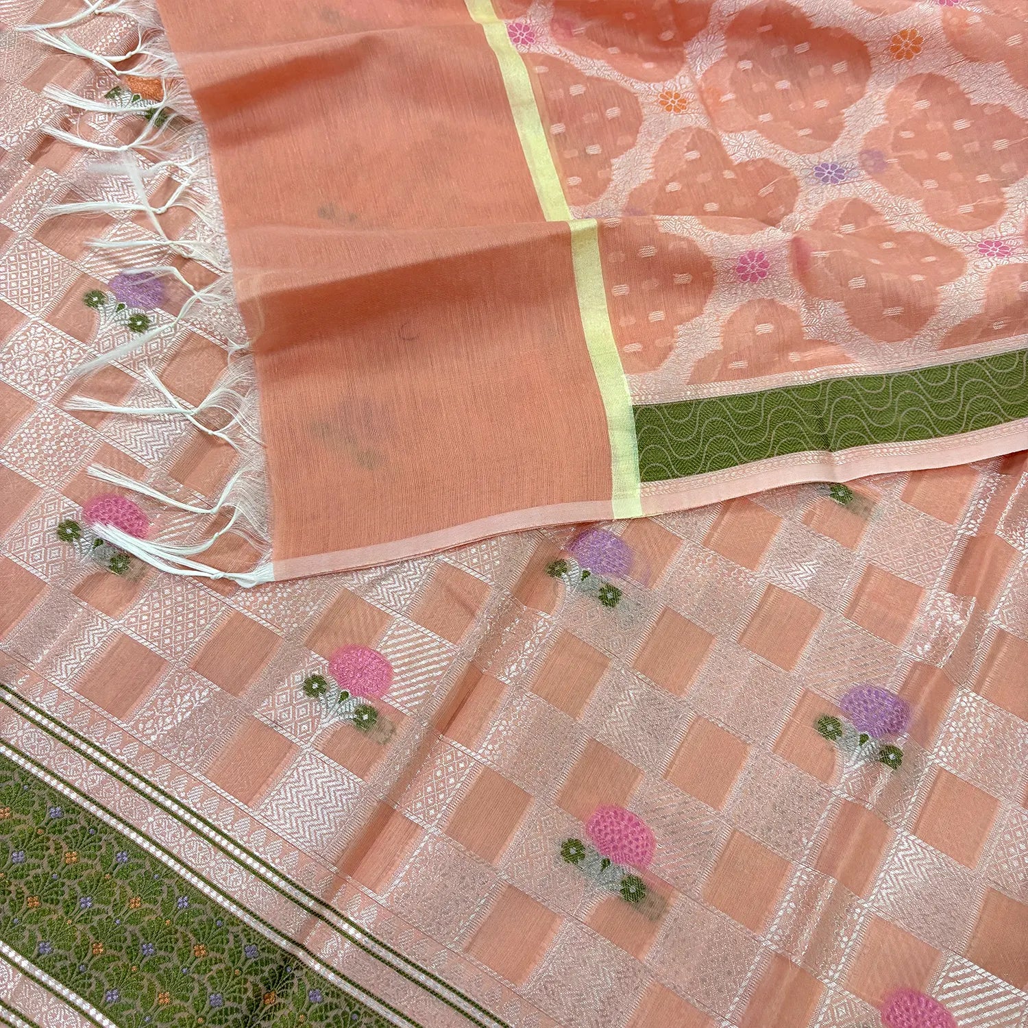 Peach Resham Banarasi Silk Suit