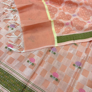 Peach Resham Banarasi Silk Suit