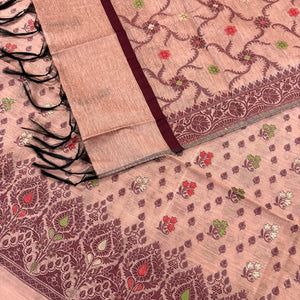 Peach Resham Banarasi Silk Suit
