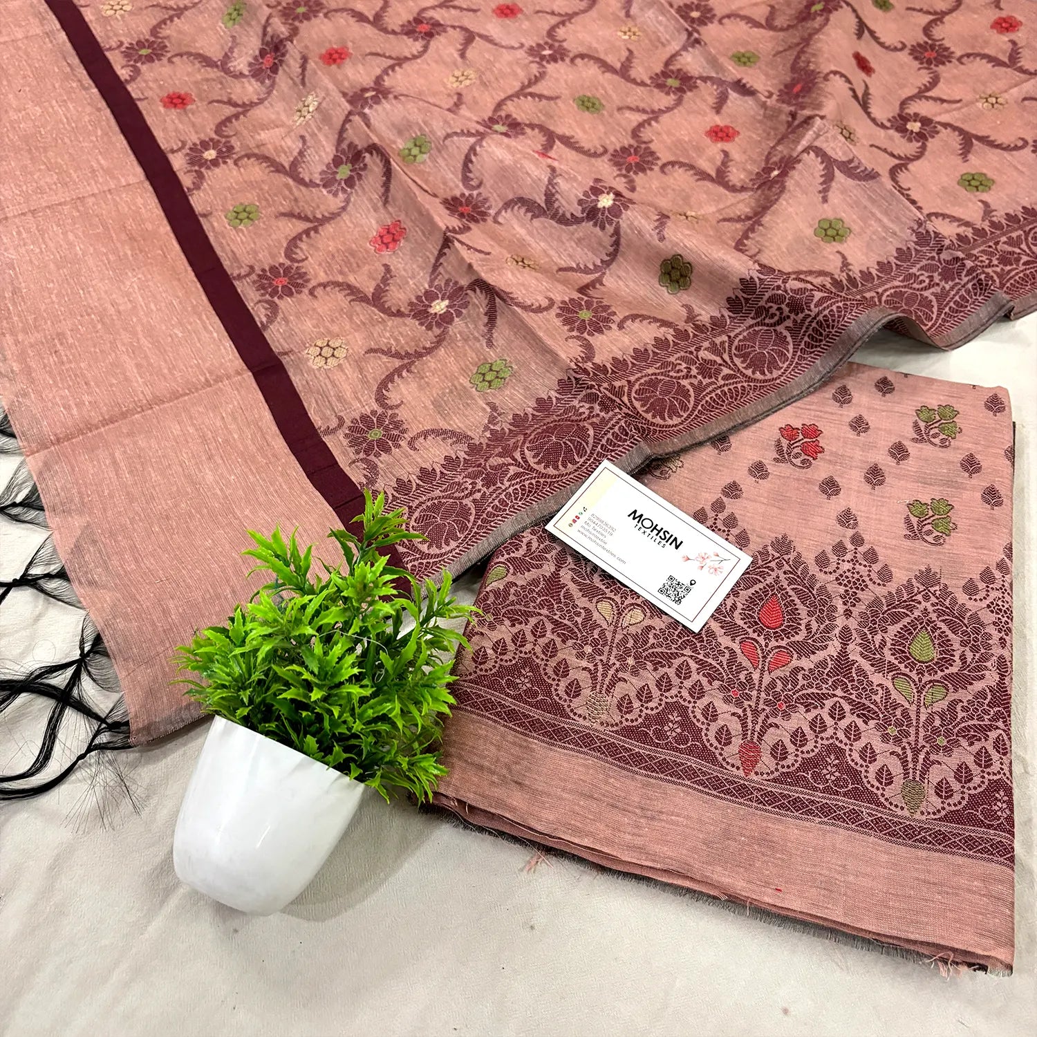 Peach Resham Banarasi Silk Suit