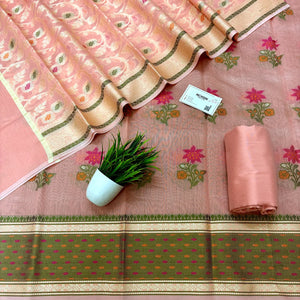 Peach Resham Banarasi Silk Suit