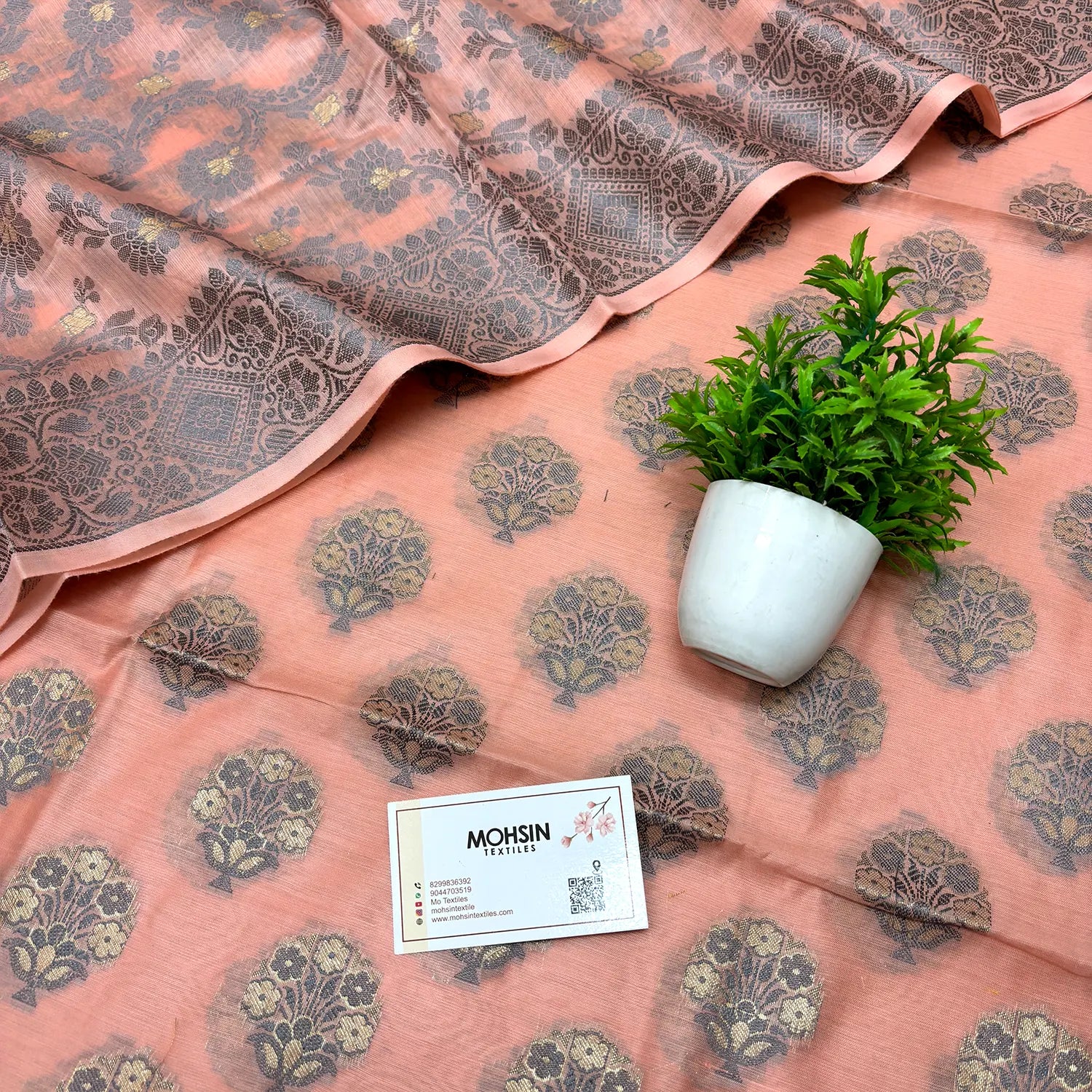 Peach Resham Banarasi Silk Suit