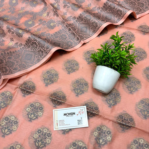 Peach Resham Banarasi Silk Suit