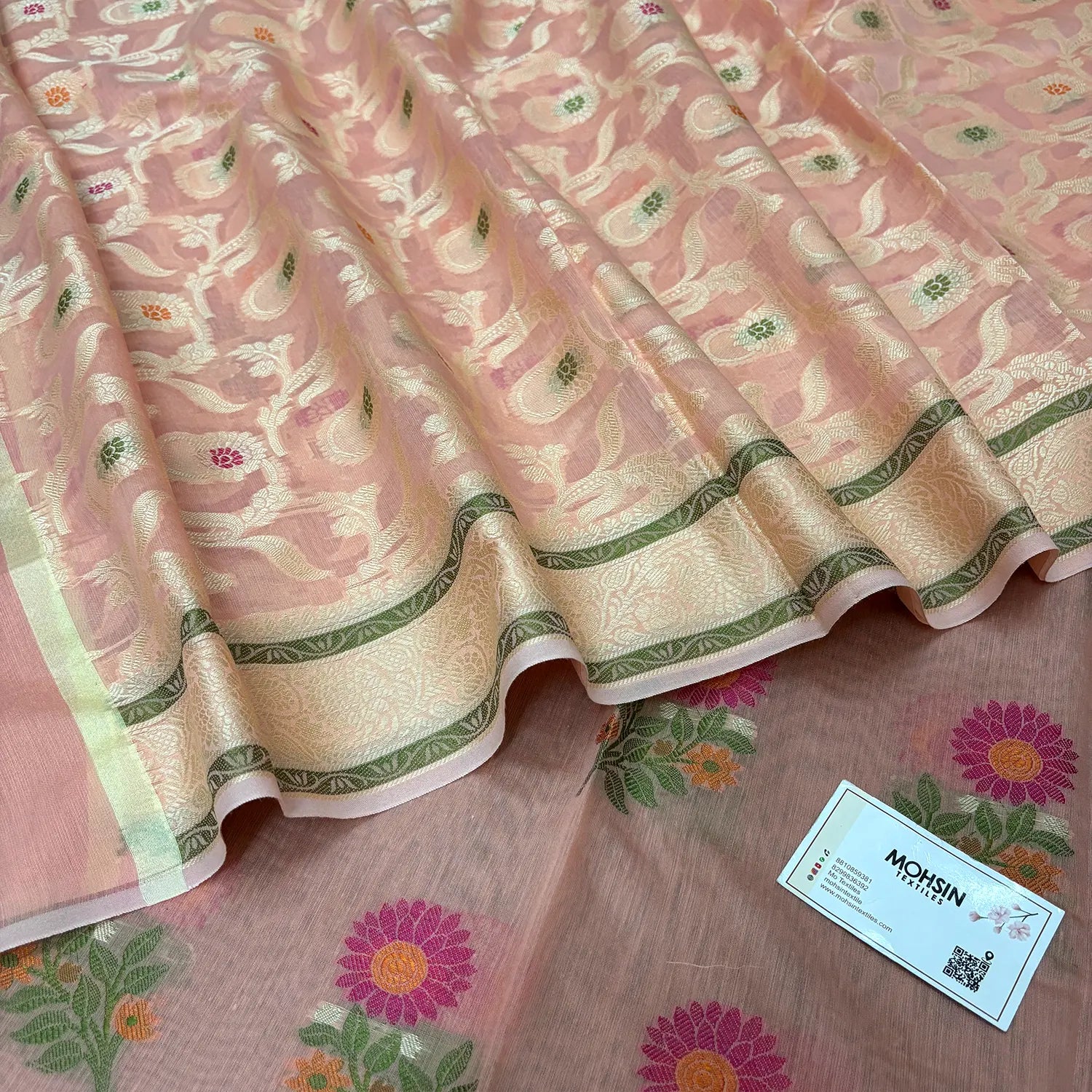 Peach Resham Banarasi Silk Suit