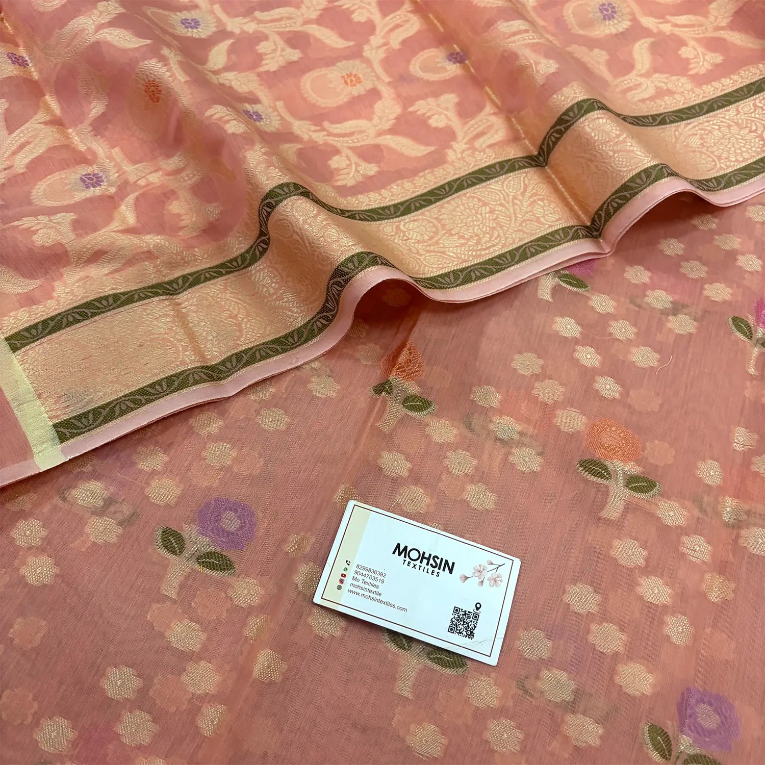 Peach Resham Banarasi Silk Suit