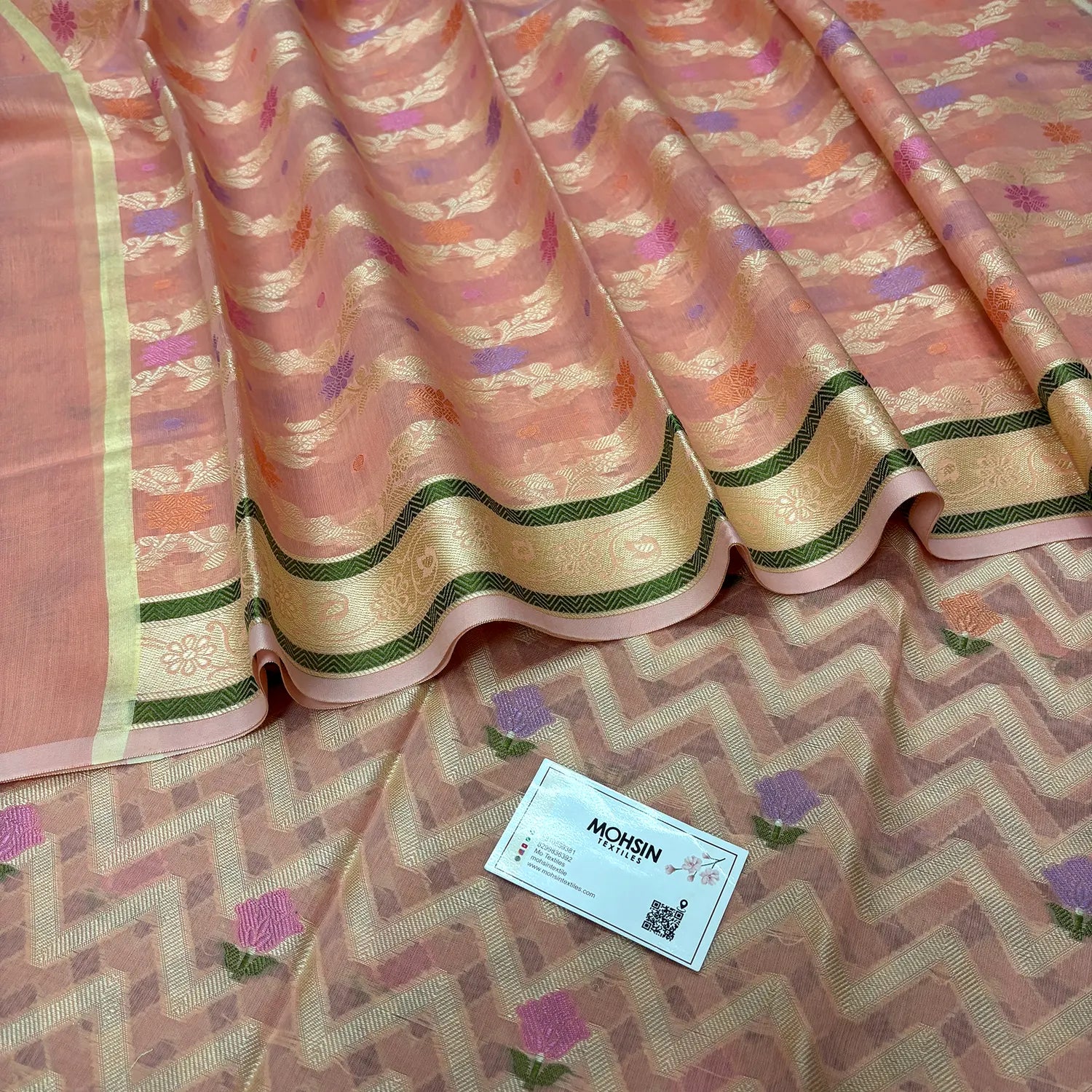 Peach Resham Banarasi Silk Suit