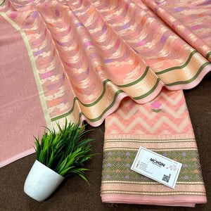 Peach Resham Banarasi Silk Suit