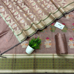 Peach Resham Banarasi Silk Suit