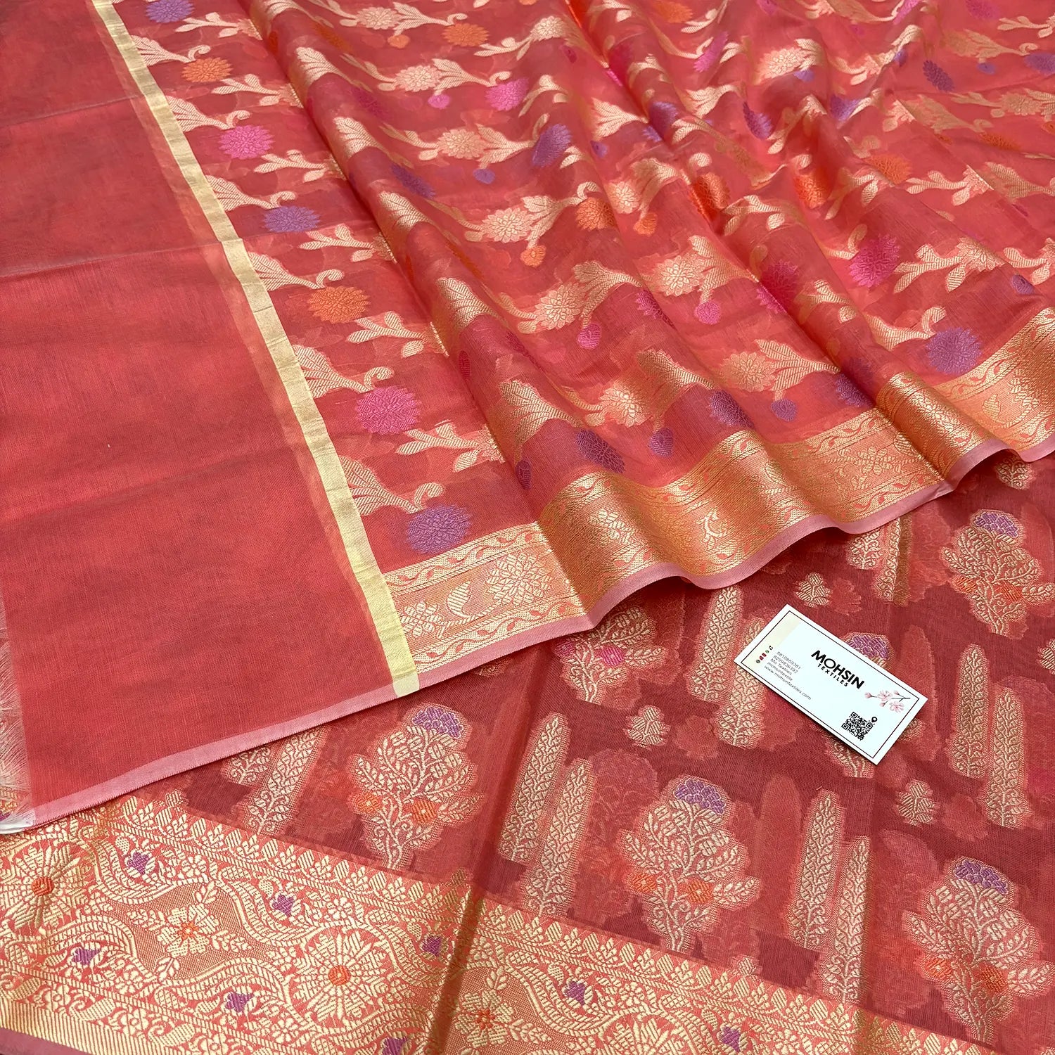 Peach Resham Banarasi Silk Suit