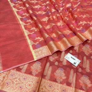 Peach Resham Banarasi Silk Suit