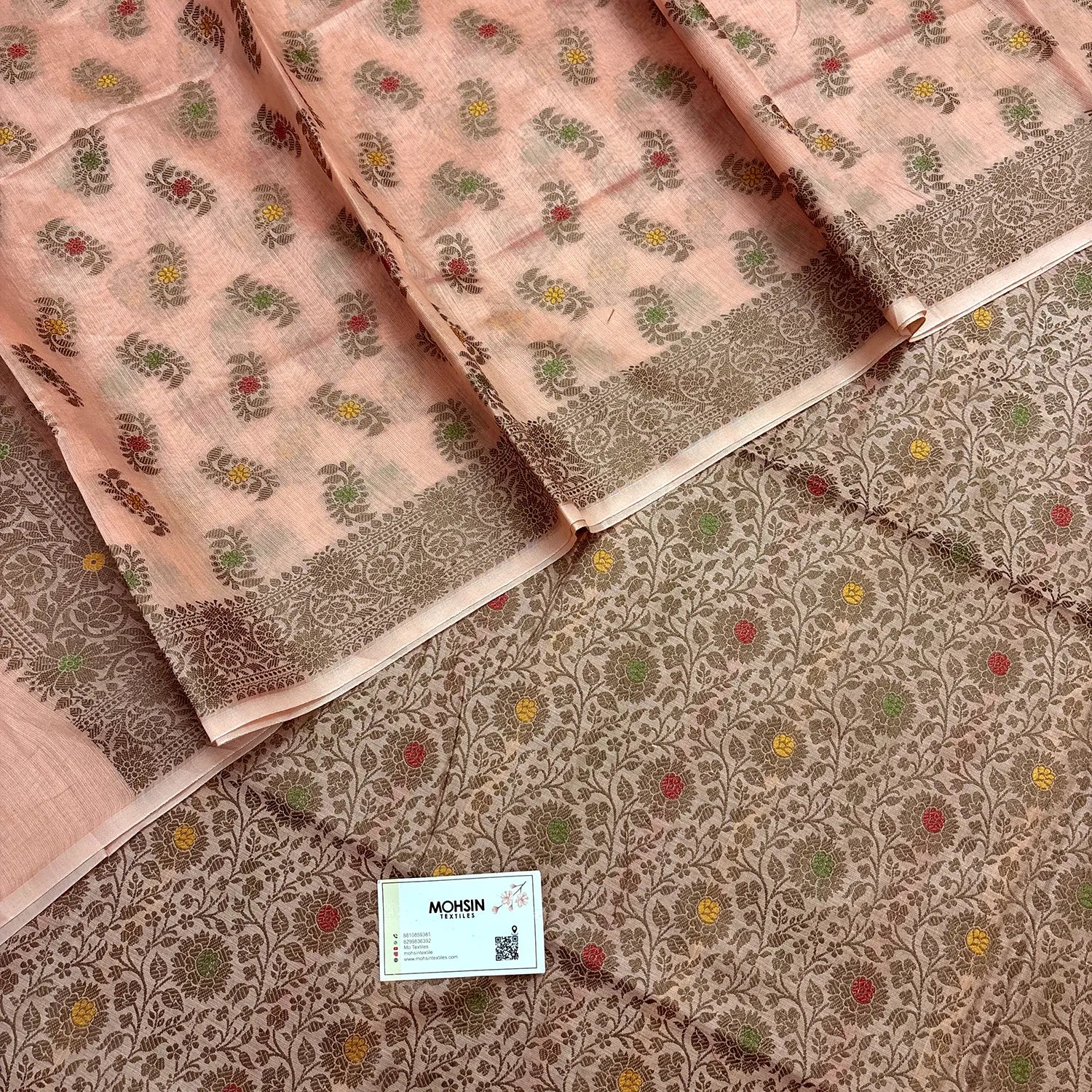 Peach Resham Banarasi Silk Suit