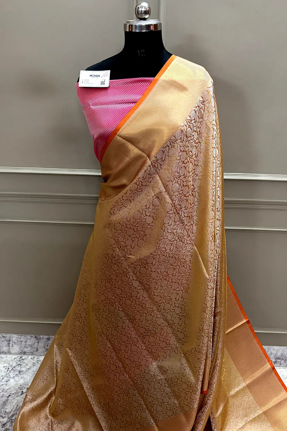 Peach Tissue Silk Banarasi Saree