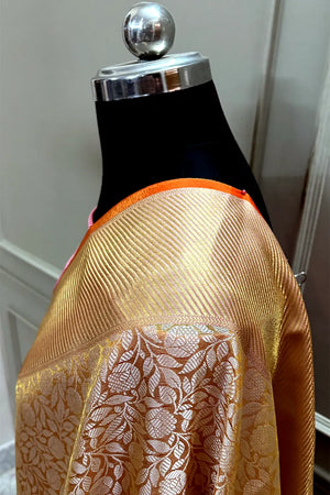 Peach Tissue Silk Banarasi Saree