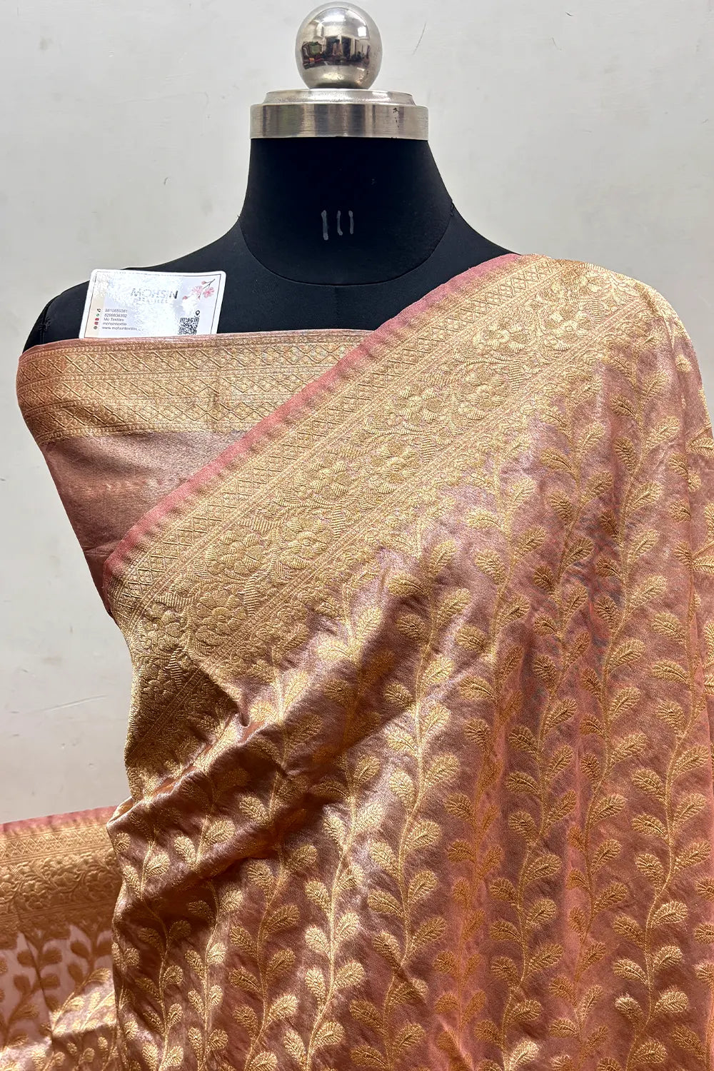 Peach Tissue Silk Banarasi Saree