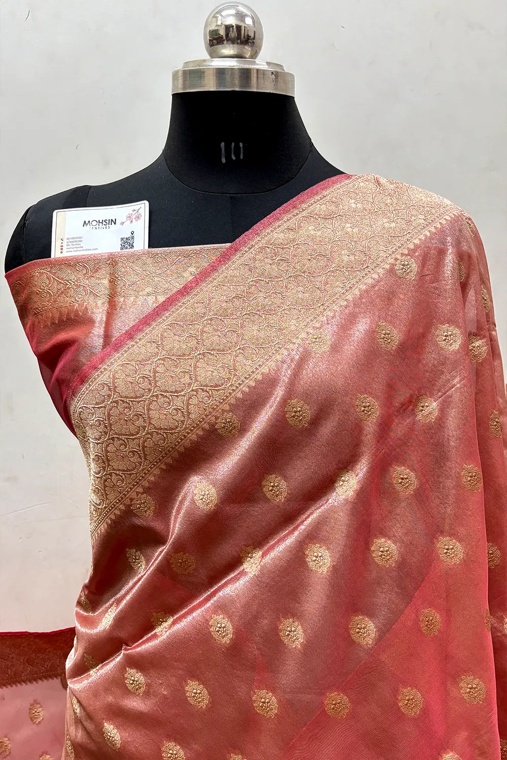 Peach Tissue Silk Banarasi Saree
