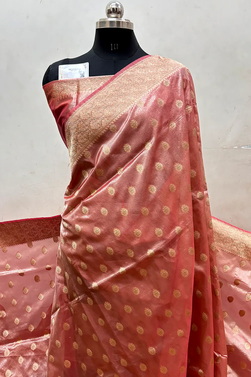 Peach Tissue Silk Banarasi Saree