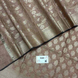 Peach Tri Phool Linen Silk Banarasi Suit