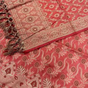 Peach Yoga Jaal Cotton Silk Banarasi Suit