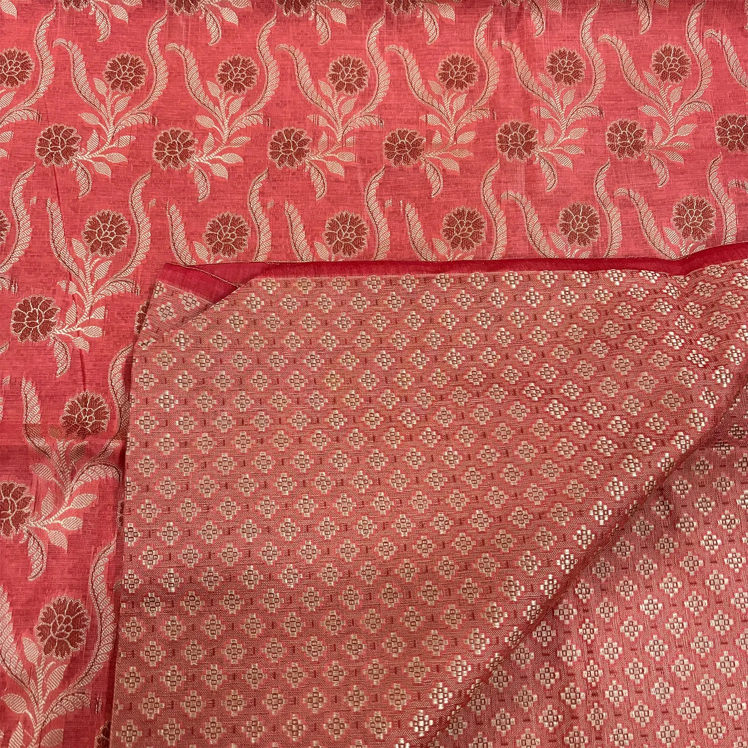 Peach Yoga Jaal Cotton Silk Banarasi Suit