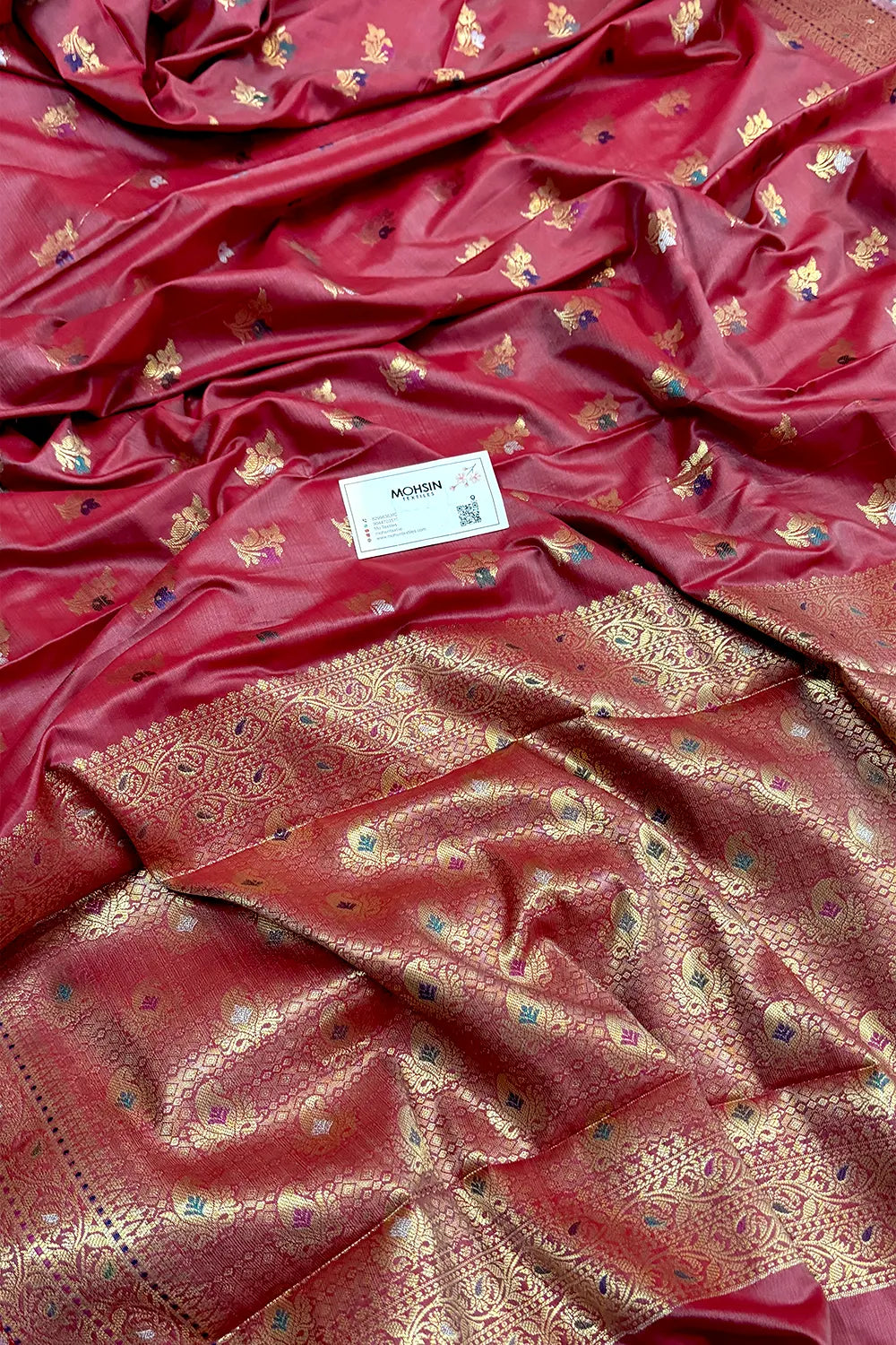 Peach Zari Banarasi Silk Saree