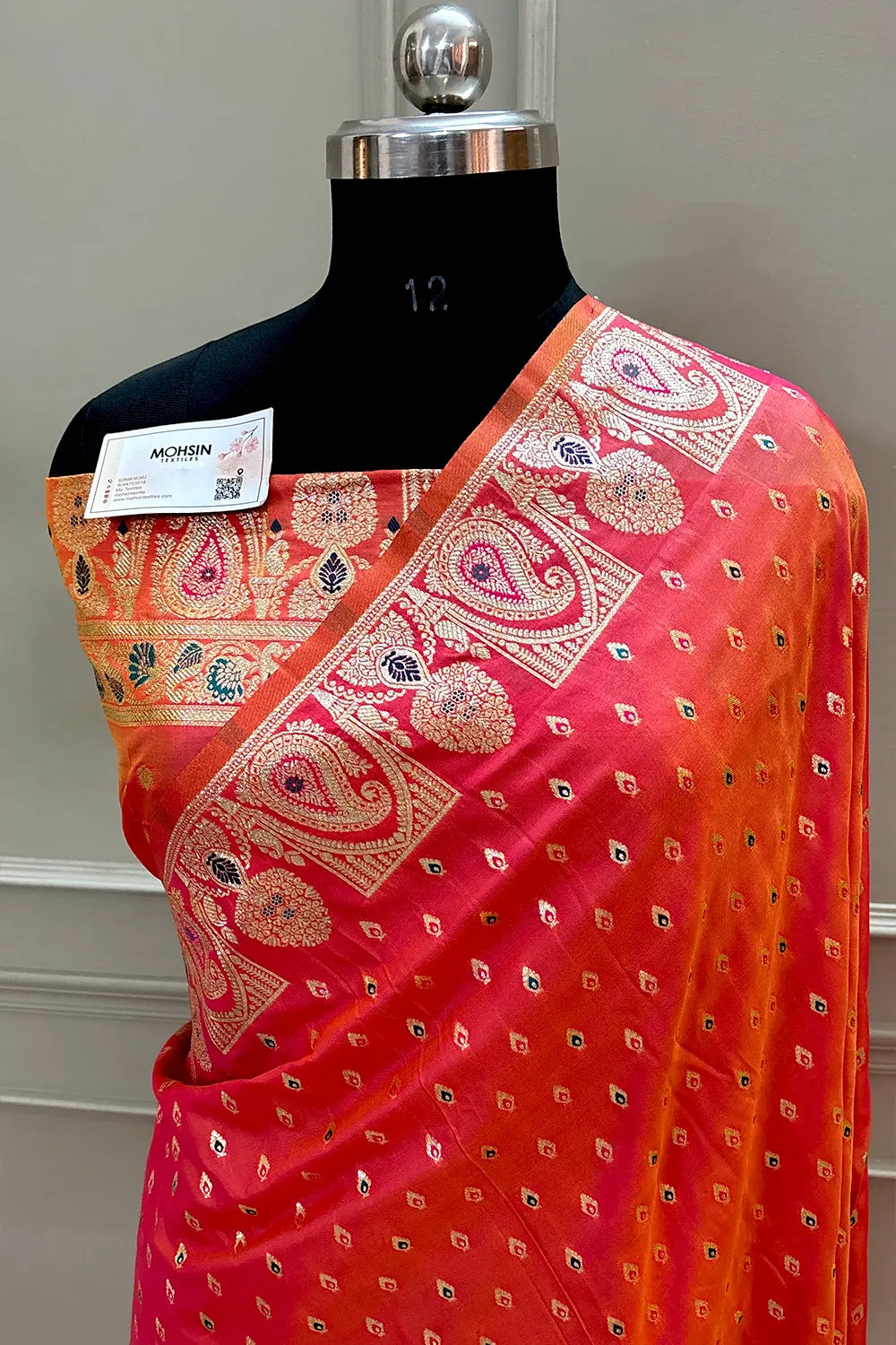 Peach Zari Banarasi Silk Saree