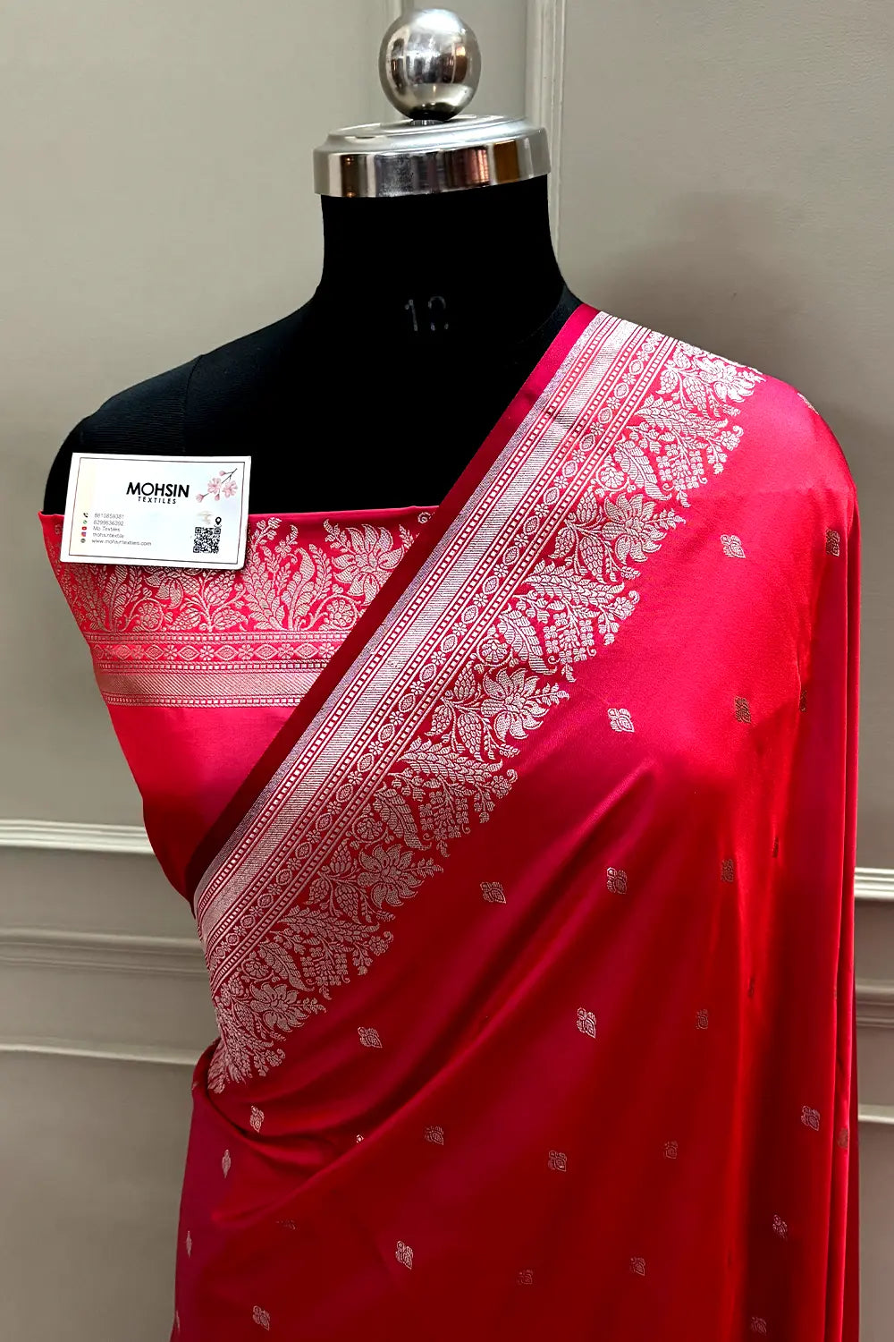 Peach Zari Katan Mashru Silk Banarasi Saree