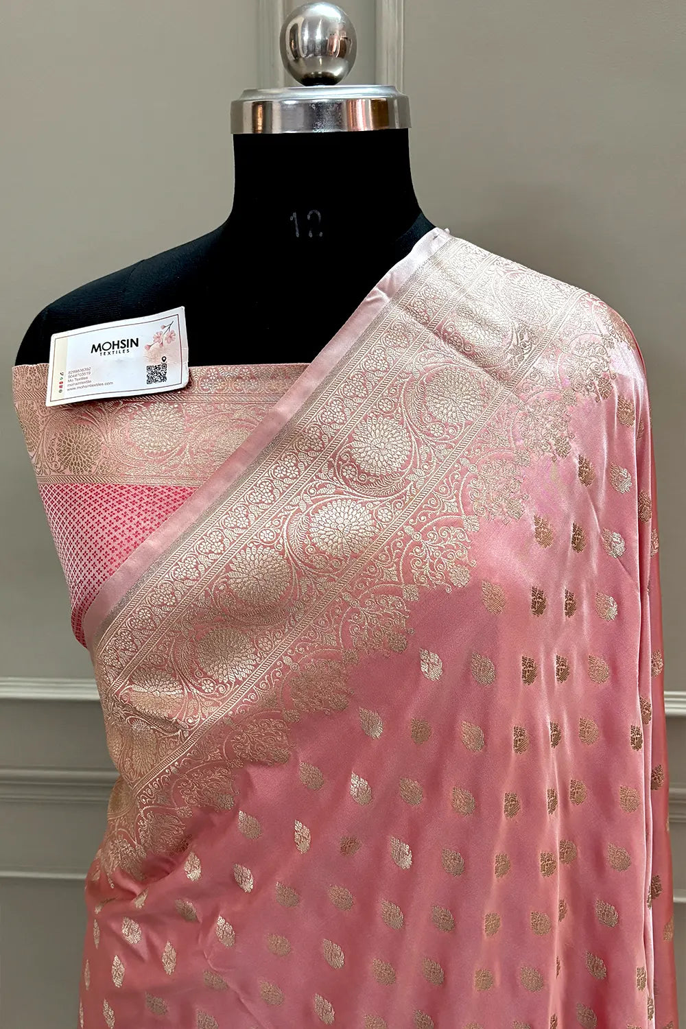 Peach Zari Katan Silk Banarasi Saree