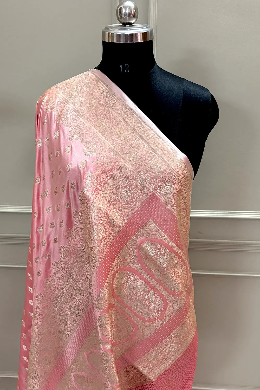 Peach Zari Katan Silk Banarasi Saree