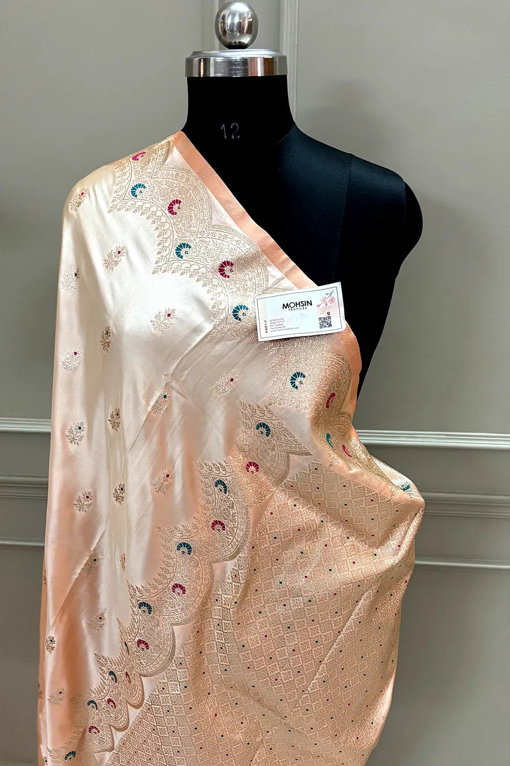 Peach Zari Katan Silk Banarasi Saree