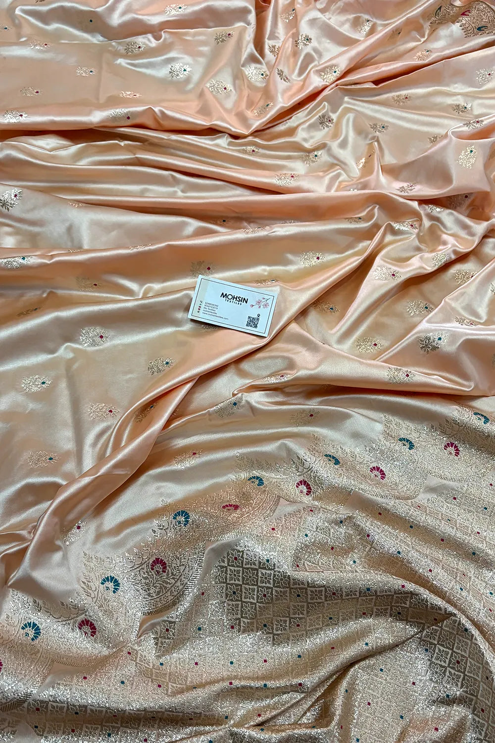 Peach Zari Katan Silk Banarasi Saree