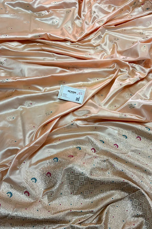 Peach Zari Katan Silk Banarasi Saree