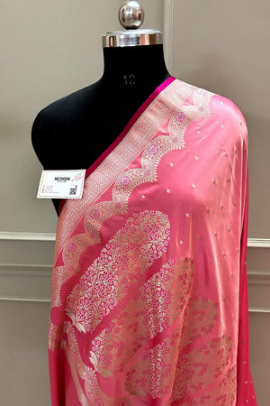 Peach Zari Katan Silk Banarasi Saree