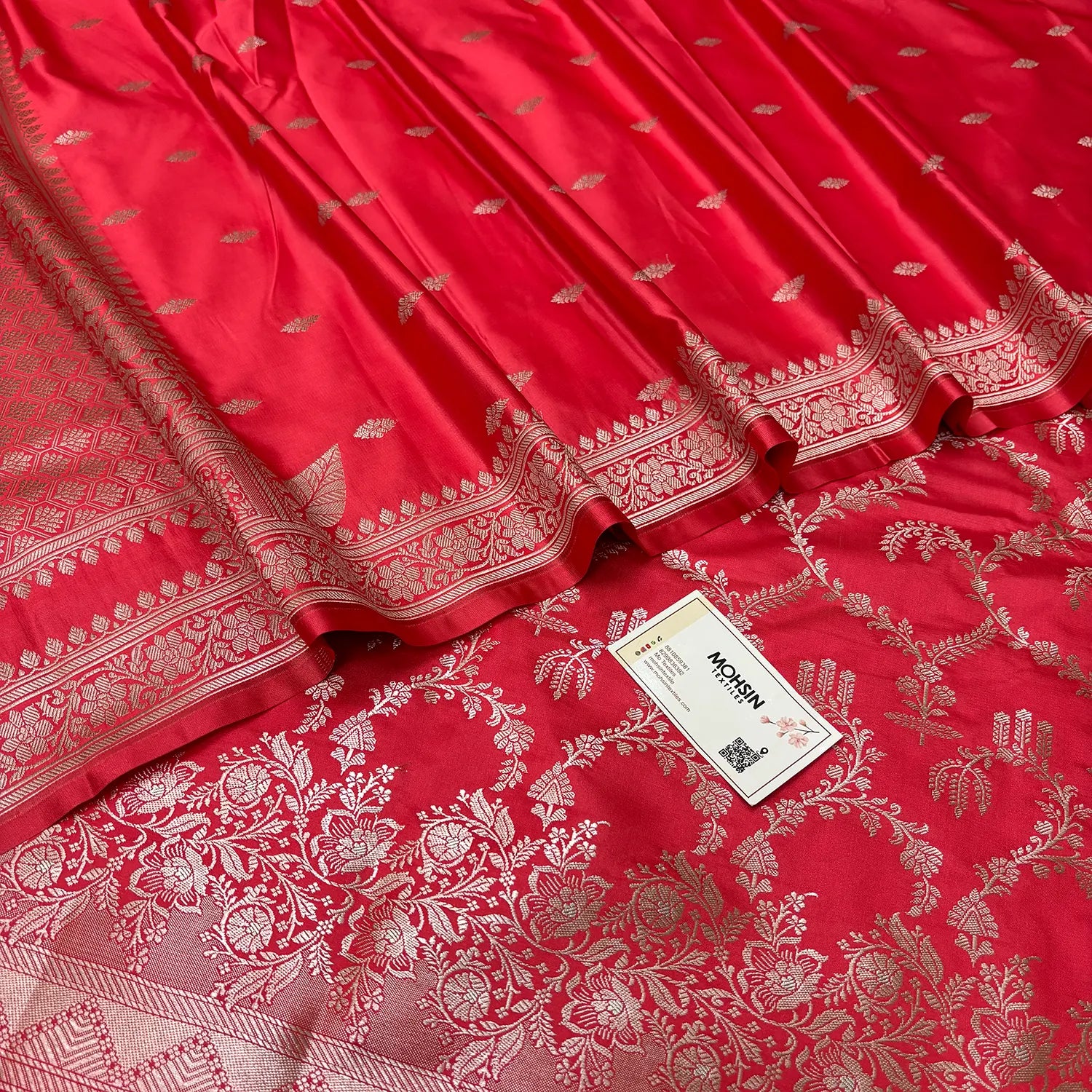 Peach Zari Katan Silk Banarasi Suit