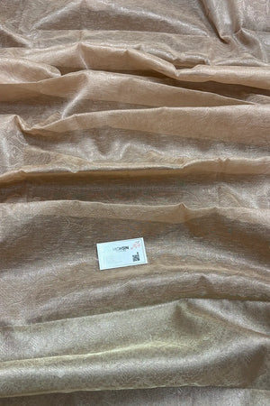 Peach Zari Linen Silk Banarasi Saree