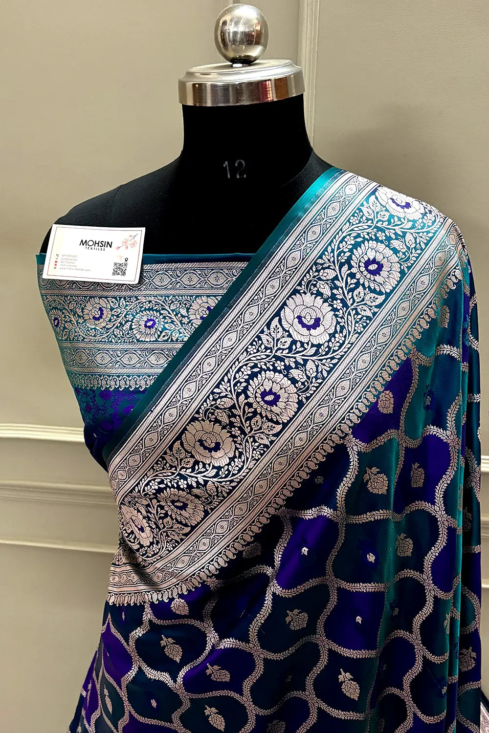 Peacock Blue Ghulam Buti Katan Silk Banarasi Saree
